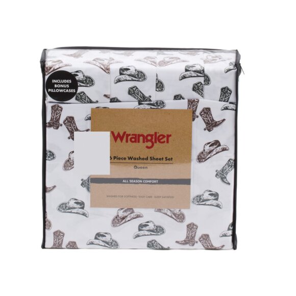 WRANGLER Black/brown Boots N Hats Sheet Set - Picture 1 of 1